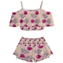 Cherries An Bats Peach Kids  Off Shoulder Skirt Bikini View1