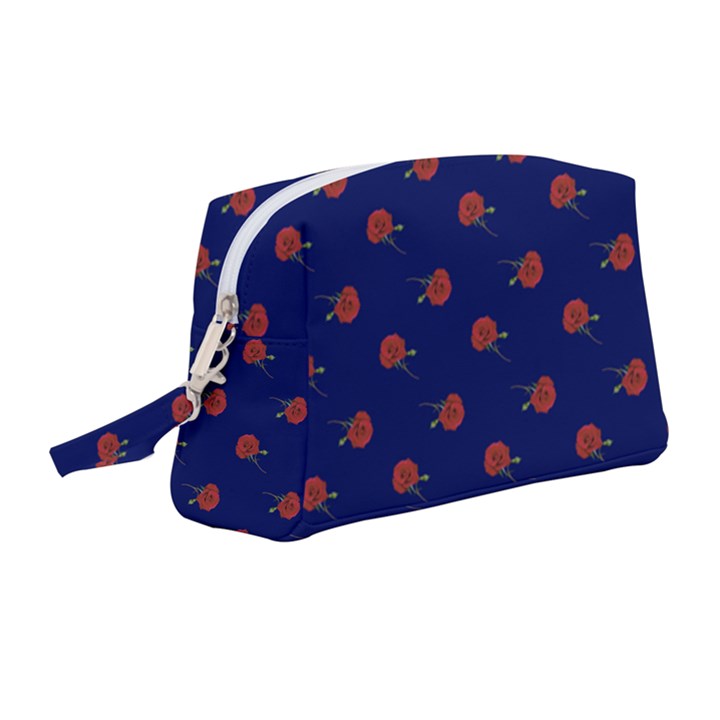 Red Rose Blue Wristlet Pouch Bag (Medium)