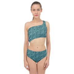 Knitted Wool Blue Spliced Up Two Piece Swimsuit by snowwhitegirl