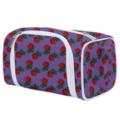 Red Roses Purple Vintage Toiletries Pouch by snowwhitegirl