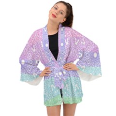 Vintage Pastel Mandala White Long Sleeve Kimono by snowwhitegirl