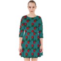 Red Roses Teal Green Smock Dress View1