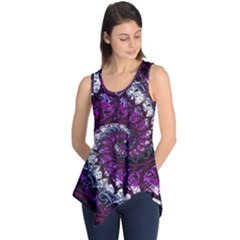 Fractal Background Swirl Art Skull Sleeveless Tunic by Simbadda