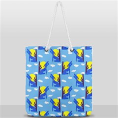 Blue Coyote Pattern Full Print Rope Handle Tote (large) by bloomingvinedesign