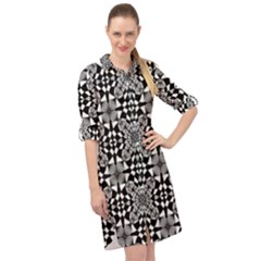 Fabric Geometric Shape Long Sleeve Mini Shirt Dress by HermanTelo