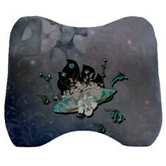 Sport, Surfboard With Flowers And Fish Velour Head Support Cushion by FantasyWorld7