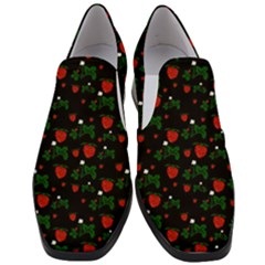 Strawberries Pattern Women Slip On Heel Loafers by bloomingvinedesign