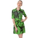 Binary Digitization Null Green Belted Shirt Dress View1