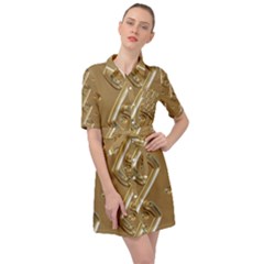 Gold Background 3d Belted Shirt Dress by Mariart