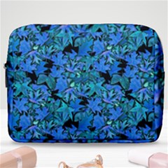 Fall Leaves Blue Make Up Pouch (large) by bloomingvinedesign