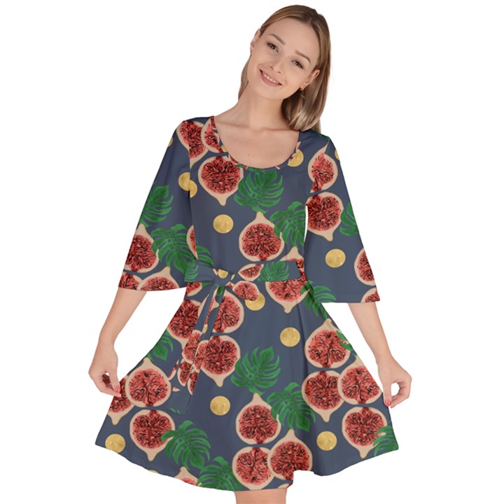 Figs and Monstera  Velour Kimono Dress