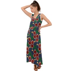 Figs And Monstera  V-neck Chiffon Maxi Dress by VeataAtticus