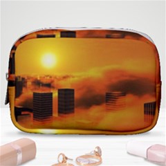 City Sun Clouds Smog Sky Yellow Make Up Pouch (small) by Simbadda