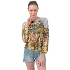 Architecture Town Travel Water Banded Bottom Chiffon Top by Simbadda