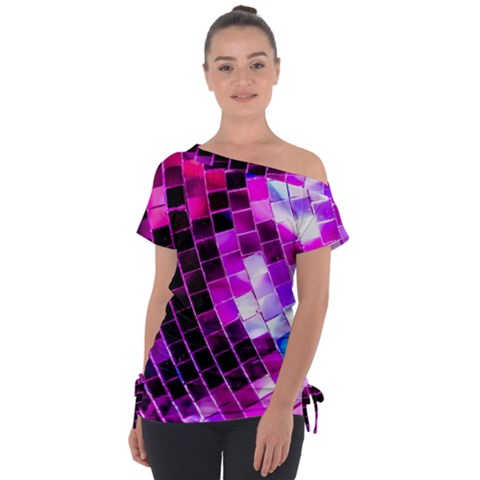 Purple Disco Ball Tie-up Tee by essentialimage