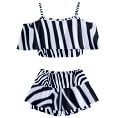 Vector Zebra Stripes Seamless Pattern Kids  Off Shoulder Skirt Bikini by Vaneshart