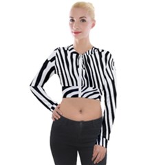 Vector Zebra Stripes Seamless Pattern Long Sleeve Cropped Velvet Jacket by Vaneshart