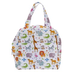 Children Seamless Wallpaper With Cute Funny Baby Savanna Animals Boxy Hand Bag by Vaneshart