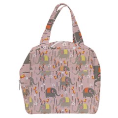 Cute Elephant Wild Flower Field Seamless Pattern Boxy Hand Bag by Vaneshart