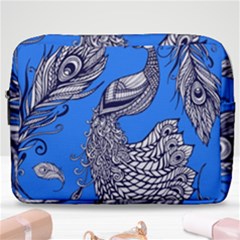 Peacock Bird Feathers Seamless Background Pattern Make Up Pouch (large) by Vaneshart