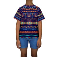 Decorative Pattern Ethnic Style Kids  Short Sleeve Swimwear by Vaneshart