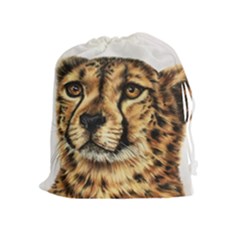 Cheetah Drawstring Pouch (xl) by ArtByThree