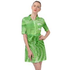 Wave Concentric Circle Green Belted Shirt Dress by HermanTelo