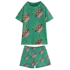 Toy Robot Kids  Swim Tee And Shorts Set by Vaneshart