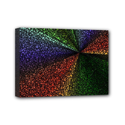 Abstract Colorful Pieces Mosaics Mini Canvas 7  X 5  (stretched) by Vaneshart