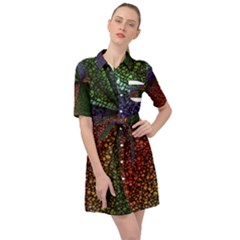 Abstract Colorful Pieces Mosaics Belted Shirt Dress by Vaneshart