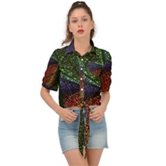 Abstract Colorful Pieces Mosaics Tie Front Shirt  by Vaneshart