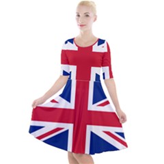 Uk Flag Quarter Sleeve A-line Dress by FlagGallery