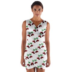 Cherries Pattern Wrap Front Bodycon Dress by bloomingvinedesign