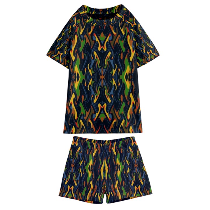 ABSTRACT-A-5 Kids  Swim Tee and Shorts Set