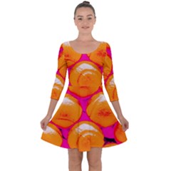 Pop Art Tennis Balls Quarter Sleeve Skater Dress by essentialimage