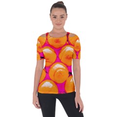 Pop Art Tennis Balls Shoulder Cut Out Short Sleeve Top by essentialimage