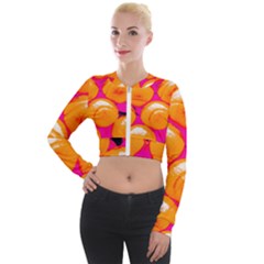 Pop Art Tennis Balls Long Sleeve Cropped Velvet Jacket by essentialimage