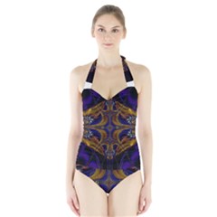 Abstract Art Artwork Fractal Halter Swimsuit by Wegoenart