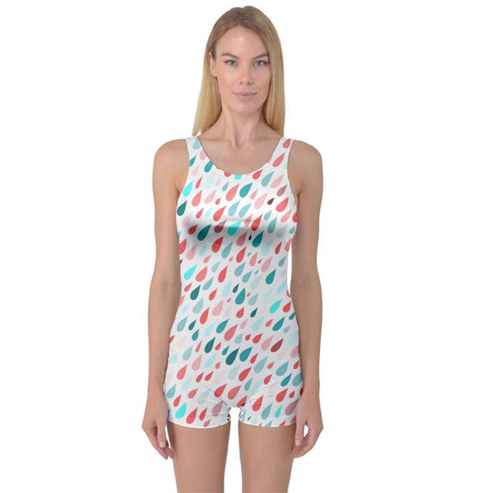 Rainy Day Pattern One Piece Boyleg Swimsuit