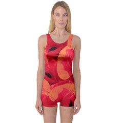 Poppies  One Piece Boyleg Swimsuit by HelgaScand