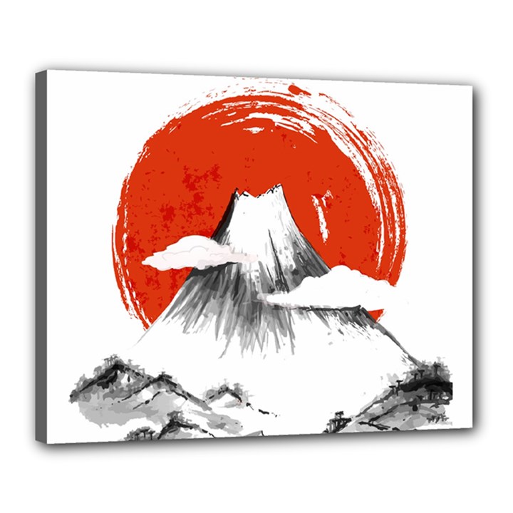 Mount Fuji Mountain Ink Wash Painting Canvas 20  x 16  (Stretched)