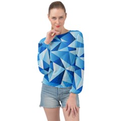 Triangles Abstract Blue Banded Bottom Chiffon Top by Vaneshart