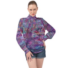 Stains Circles Watercolor Colorful Abstract High Neck Long Sleeve Chiffon Top by Vaneshart