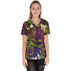 Dark Coleus Women s V-neck Scrub Top by Riverwoman