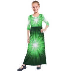 Green Blast Background Kids  Quarter Sleeve Maxi Dress by Mariart