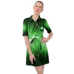 Green Blast Background Belted Shirt Dress by Mariart