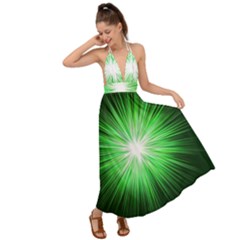 Green Blast Background Backless Maxi Beach Dress by Mariart