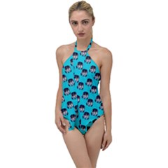 Forest Girl Bight Baby Blue Patttern Go With The Flow One Piece Swimsuit by snowwhitegirl