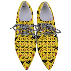 Bat Rose Lips Yellow Pattern Women s Pointed Oxford Shoes by snowwhitegirl