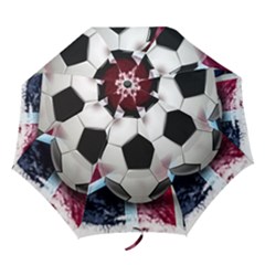 Soccer Ball With Great Britain Flag Folding Umbrellas by Vaneshart